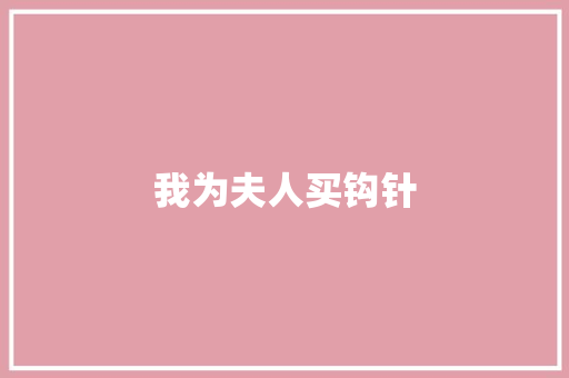 我为夫人买钩针