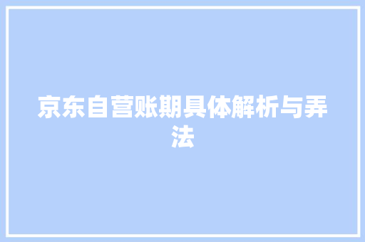 京东自营账期具体解析与弄法