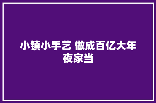 小镇小手艺 做成百亿大年夜家当