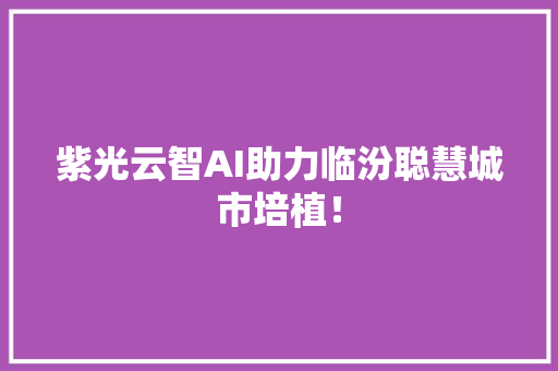 紫光云智AI助力临汾聪慧城市培植！