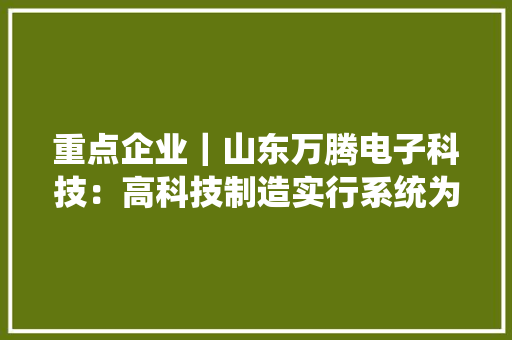 重点企业｜山东万腾电子科技：高科技制造实行系统为企业搞定精细化治理