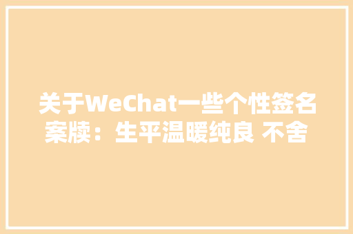 关于WeChat一些个性签名案牍：生平温暖纯良 不舍爱与自由