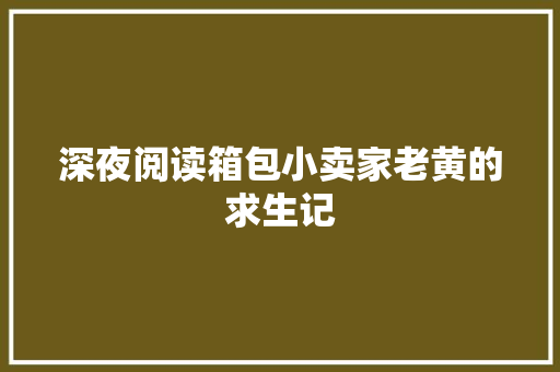深夜阅读箱包小卖家老黄的求生记