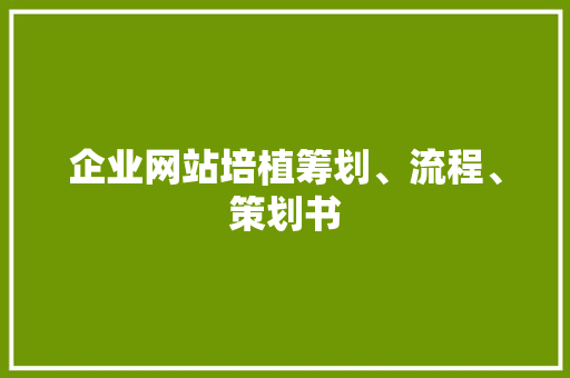 企业网站培植筹划、流程、策划书