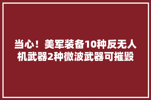 当心！美军装备10种反无人机武器2种微波武器可摧毁“蜂群”