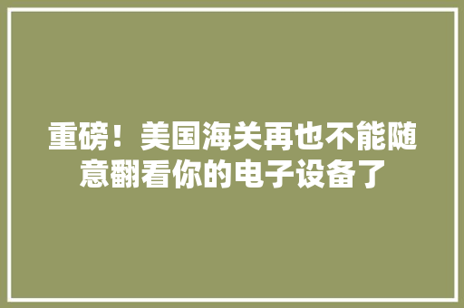 重磅！美国海关再也不能随意翻看你的电子设备了