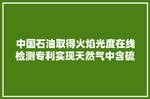 中国石油取得火焰光度在线检测专利实现天然气中含硫化合物含量在线检测