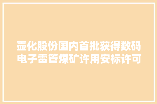 壶化股份国内首批获得数码电子雷管煤矿许用安标许可