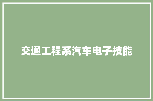 交通工程系汽车电子技能