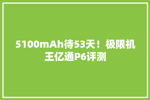 5100mAh待53天！极限机王亿通P6评测