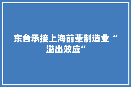 东台承接上海前辈制造业“溢出效应”