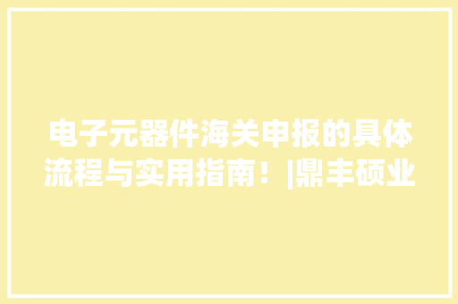 电子元器件海关申报的具体流程与实用指南！|鼎丰硕业