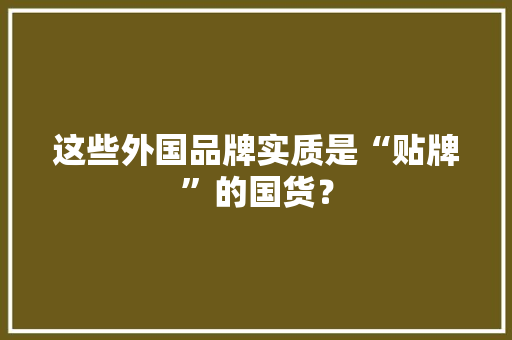 这些外国品牌实质是“贴牌”的国货？