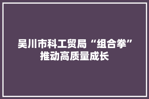 吴川市科工贸局“组合拳”推动高质量成长