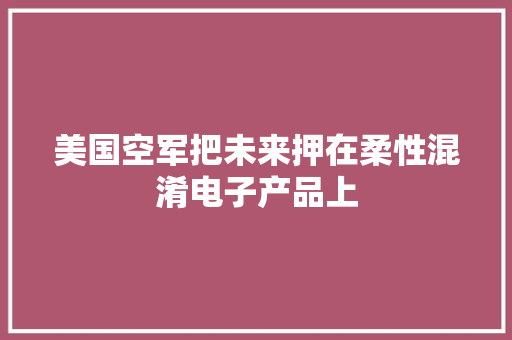 美国空军把未来押在柔性混淆电子产品上