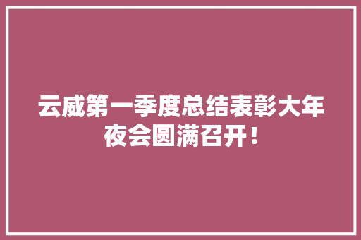 云威第一季度总结表彰大年夜会圆满召开！