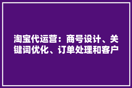 淘宝代运营：商号设计、关键词优化、订单处理和客户做事