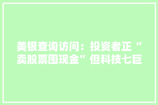 美银查询访问：投资者正“卖股票囤现金”但科技七巨擘仍是最拥挤交易