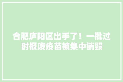 合肥庐阳区出手了！一批过时报废疫苗被集中销毁