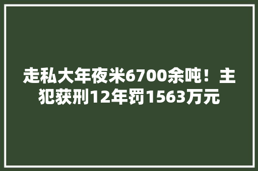 走私大年夜米6700余吨！主犯获刑12年罚1563万元