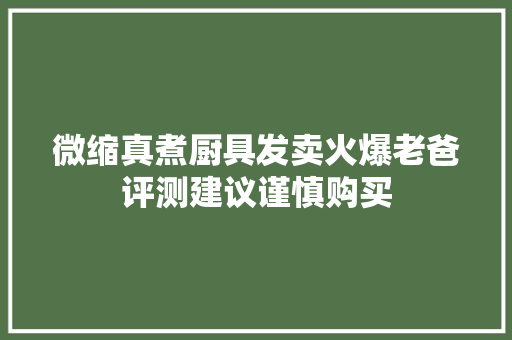 微缩真煮厨具发卖火爆老爸评测建议谨慎购买