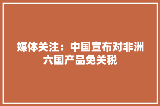媒体关注：中国宣布对非洲六国产品免关税