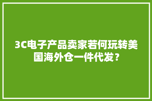 3C电子产品卖家若何玩转美国海外仓一件代发？