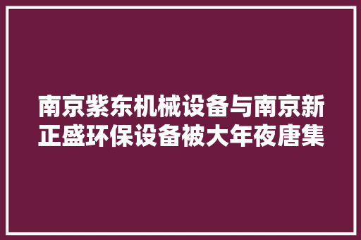 南京紫东机械设备与南京新正盛环保设备被大年夜唐集团无限期取消采购活动介入资格