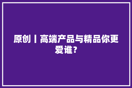 原创丨高端产品与精品你更爱谁？