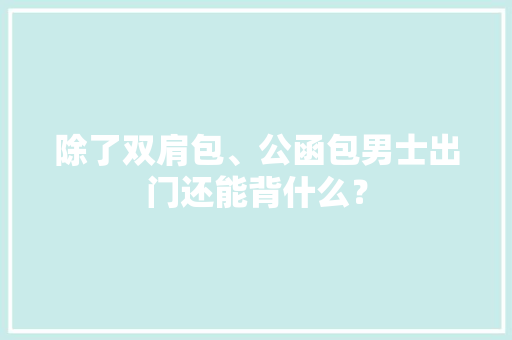 除了双肩包、公函包男士出门还能背什么？,封口机。