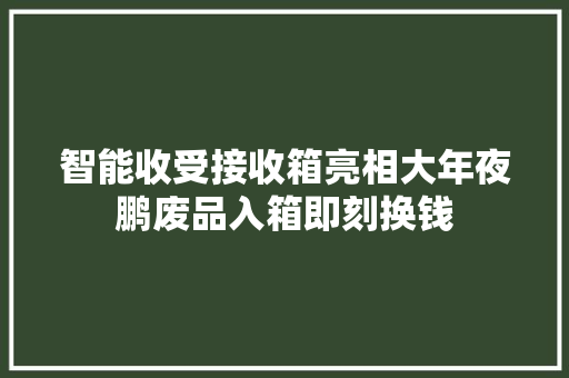 智能收受接收箱亮相大年夜鹏废品入箱即刻换钱