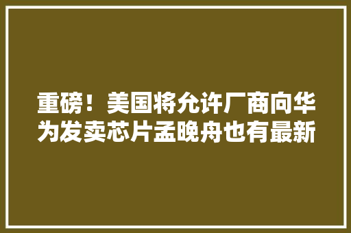 重磅！美国将允许厂商向华为发卖芯片孟晚舟也有最新消息！华为迎来起色？余承东：想尽办法让营业连续,华为mate品牌盛典直播。