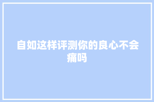 自如这样评测你的良心不会痛吗