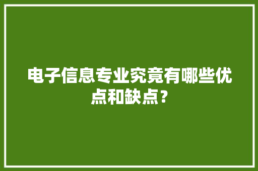 电子信息专业究竟有哪些优点和缺点？