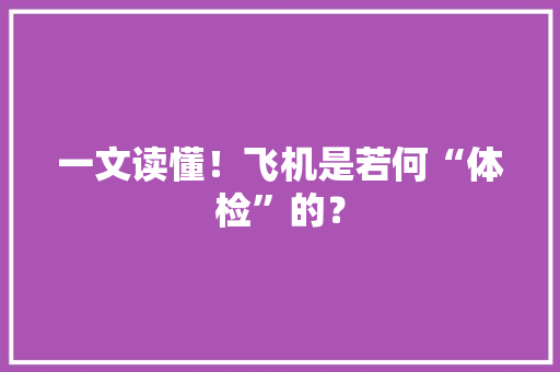 一文读懂！飞机是若何“体检”的？