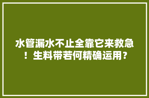 水管漏水不止全靠它来救急！生料带若何精确运用？