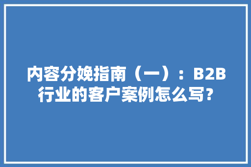 内容分娩指南（一）：B2B行业的客户案例怎么写？
