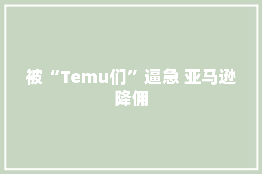 被“Temu们”逼急 亚马逊降佣