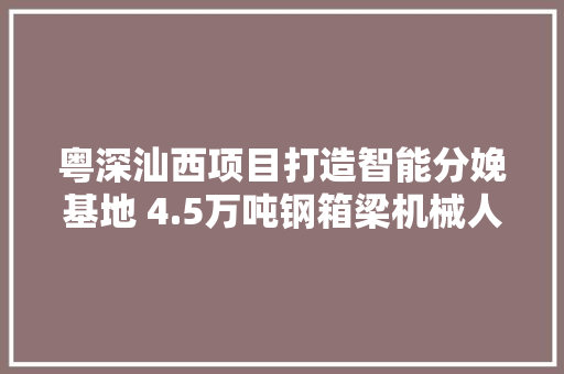 粤深汕西项目打造智能分娩基地 4.5万吨钢箱梁机械人制造,机器人拨打电话软件。