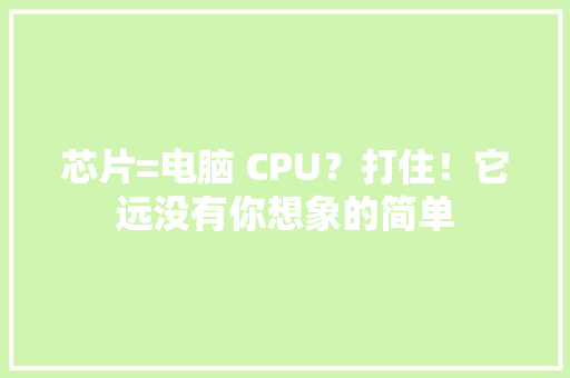 芯片=电脑 CPU？打住！它远没有你想象的简单