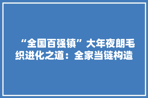 “全国百强镇”大年夜朗毛织进化之道：全家当链构造凸显“大年夜朗优势”科技引领家当进级激发品牌活力