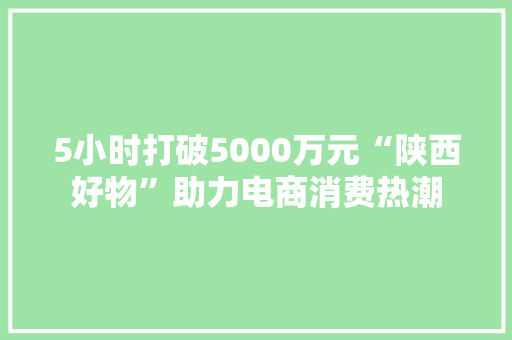 5小时打破5000万元“陕西好物”助力电商消费热潮