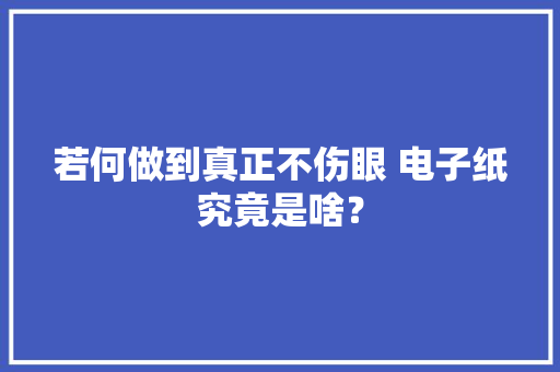 若何做到真正不伤眼 电子纸究竟是啥？