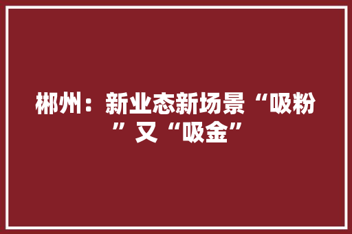 郴州：新业态新场景“吸粉”又“吸金”