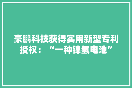 豪鹏科技获得实用新型专利授权：“一种镍氢电池”