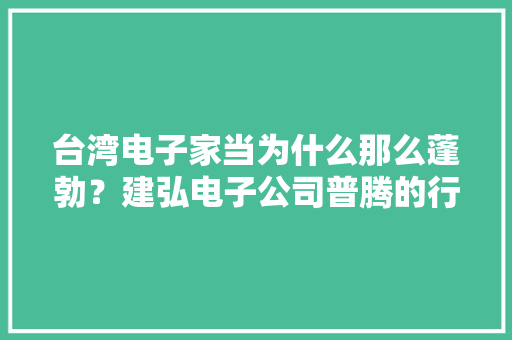 台湾电子家当为什么那么蓬勃？建弘电子公司普腾的行销术