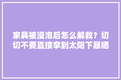 家具被浸泡后怎么解救？切切不要直接拿到太阳下暴晒！坏的更快