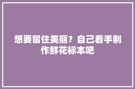 想要留住美丽？自己着手制作鲜花标本吧