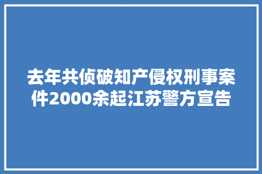 去年共侦破知产侵权刑事案件2000余起江苏警方宣告10起范例案例