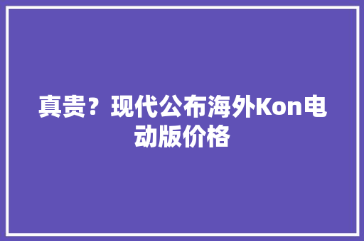 真贵？现代公布海外Kon电动版价格